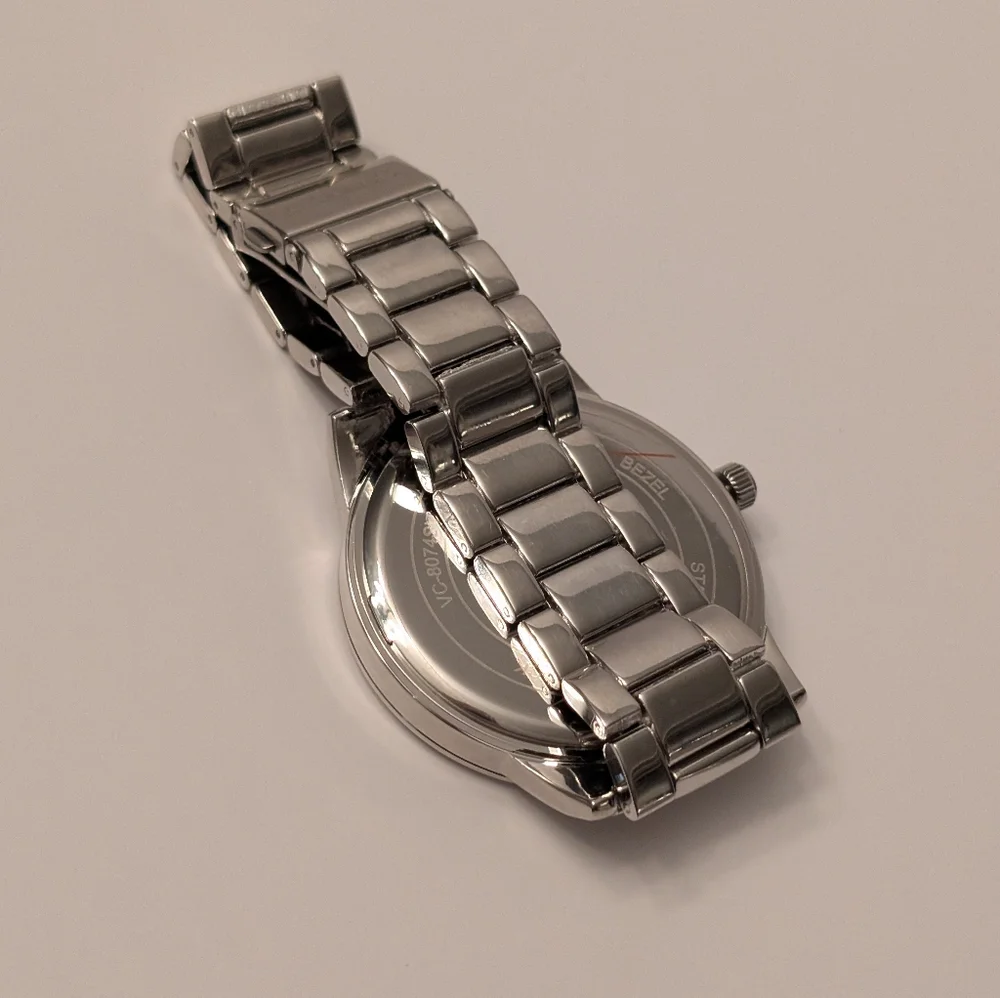 Vince Camuto Silver and Gray Watch with Orange Accents